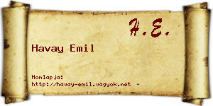 Havay Emil névjegykártya
